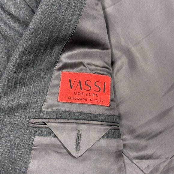 VASSI Couture Suit 2pc Super 130s Made in Italy Grey 52R 46x30 - Picture 8 of 13